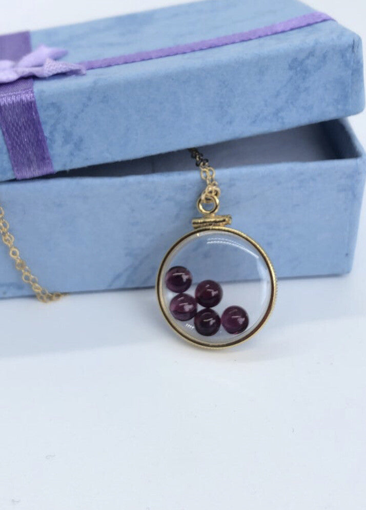20mm 14k gold filled Shaker locket, 3.9 TCW genuine Garnet gems, January Birth