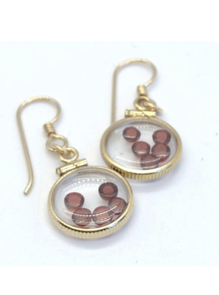 Handmade 14k gold filled shaker locket Earrings 2.2 TCW of genuine garnets