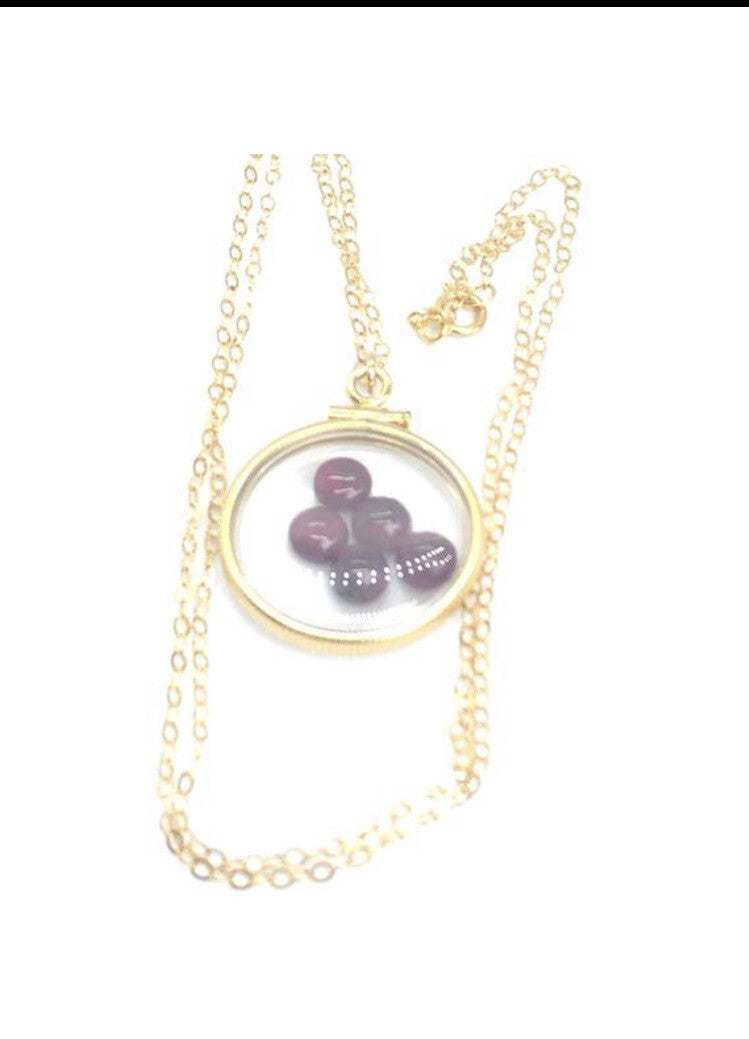 20mm 14k gold filled Shaker locket, 3.9 TCW genuine Garnet gems, January Birth