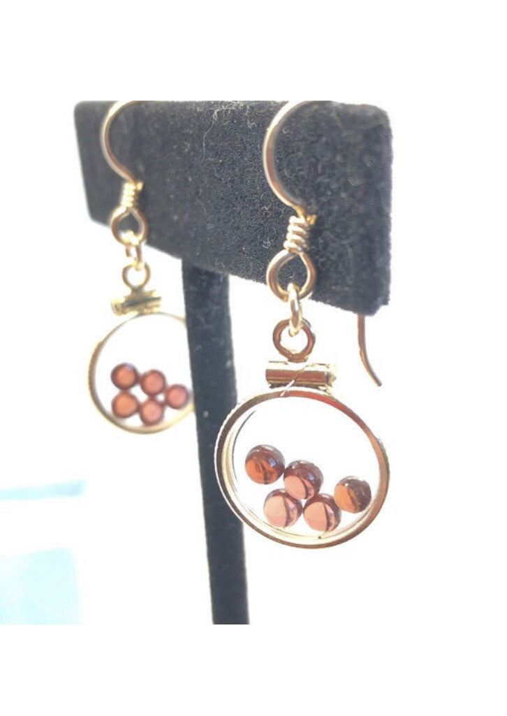 Handmade 14k gold filled shaker locket Earrings 2.2 TCW of genuine garnets