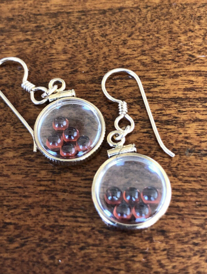 Handmade 14k gold filled shaker locket Earrings 2.2 TCW of genuine garnets