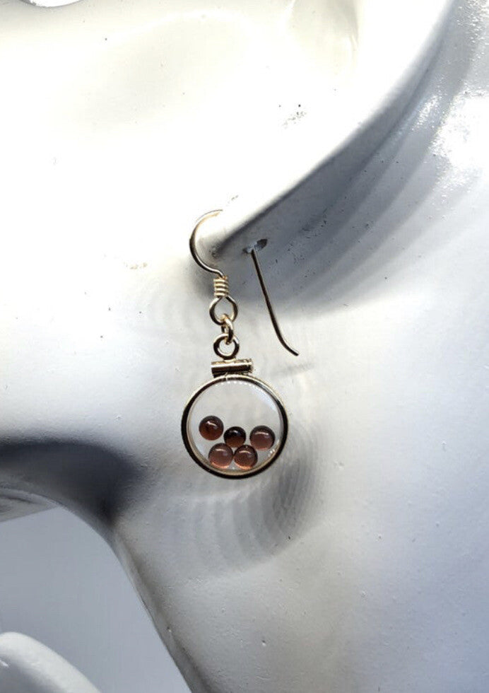 Handmade 14k gold filled shaker locket Earrings 2.2 TCW of genuine garnets