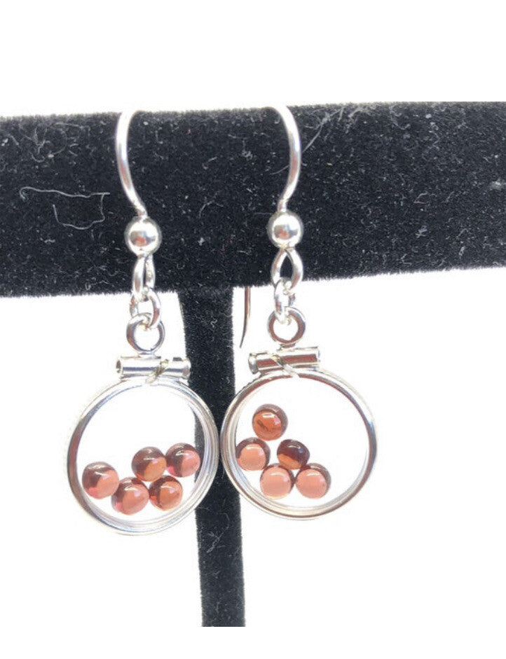 Handmade sterling silver shaker locket Earrings 2.2 TCW of genuine garnets