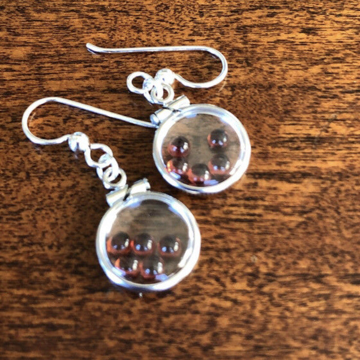 Handmade sterling silver shaker locket Earrings 2.2 TCW of genuine garnets