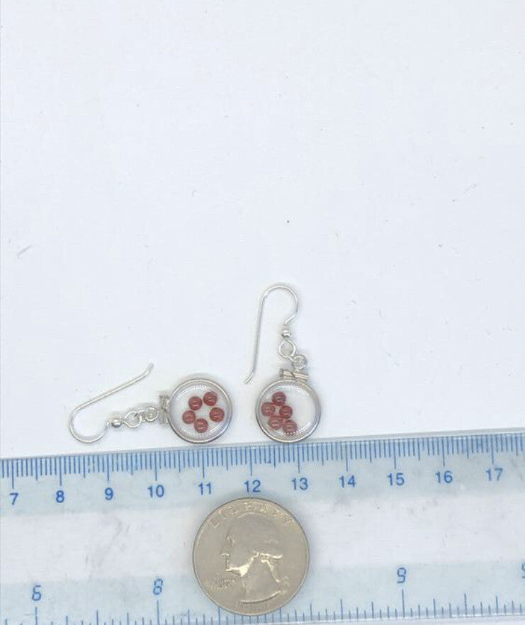 Handmade sterling silver shaker locket Earrings 2.2 TCW of genuine garnets