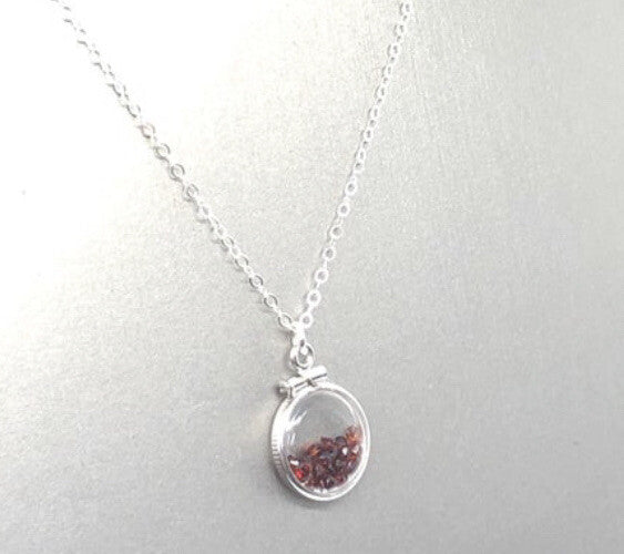 12.5 mm Handmade sterling silver shaker locket with 0.85 TCW of genuine garnets