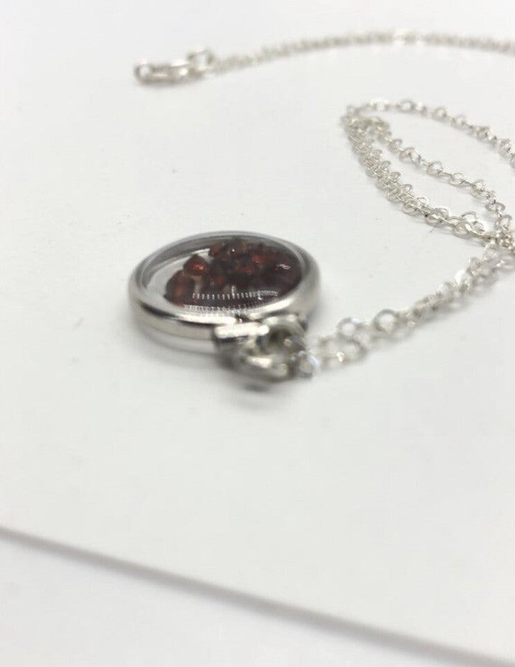 12.5 mm Handmade sterling silver shaker locket with 0.85 TCW of genuine garnets