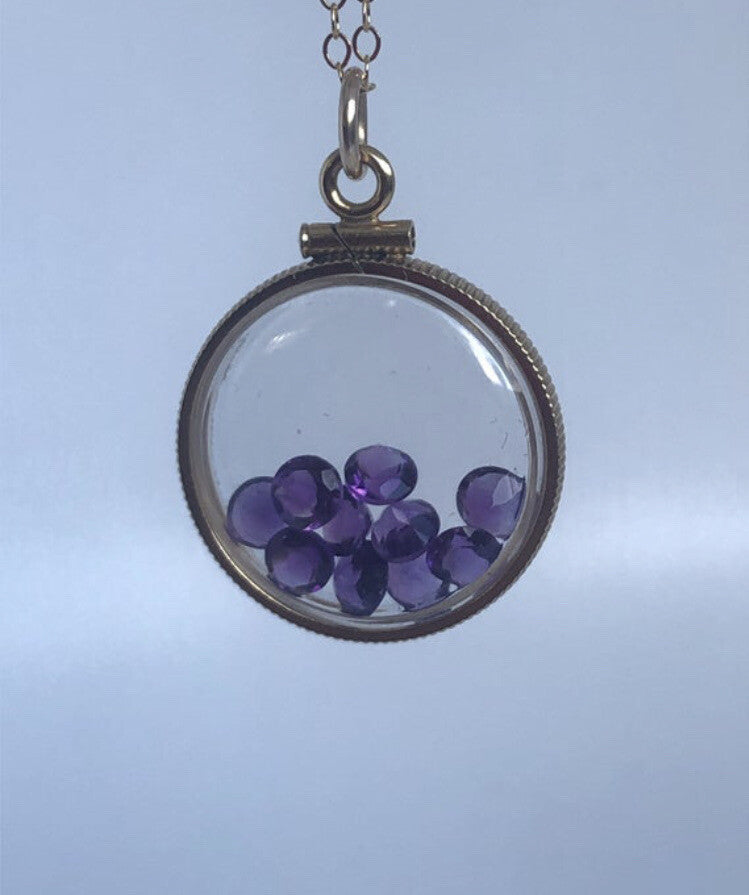 14k gold filled shaker locket with 2.90 Carats TW of genuine amethyst