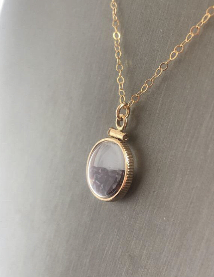 12.5 mm Handmade 14k gold filled shaker locket with 0.85 TCW of genuine garnets