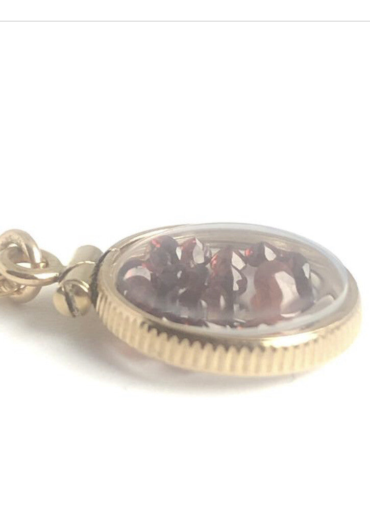 12.5 mm Handmade 14k gold filled shaker locket with 0.85 TCW of genuine garnets