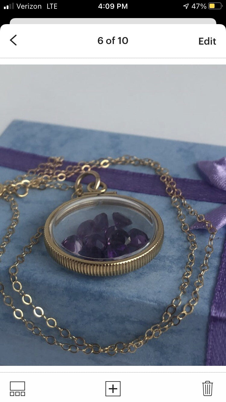 14k gold filled shaker locket with 2.90 Carats TW of genuine amethyst