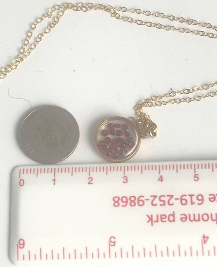 12.5 mm Handmade 14k gold filled shaker locket with 0.85 TCW of genuine garnets