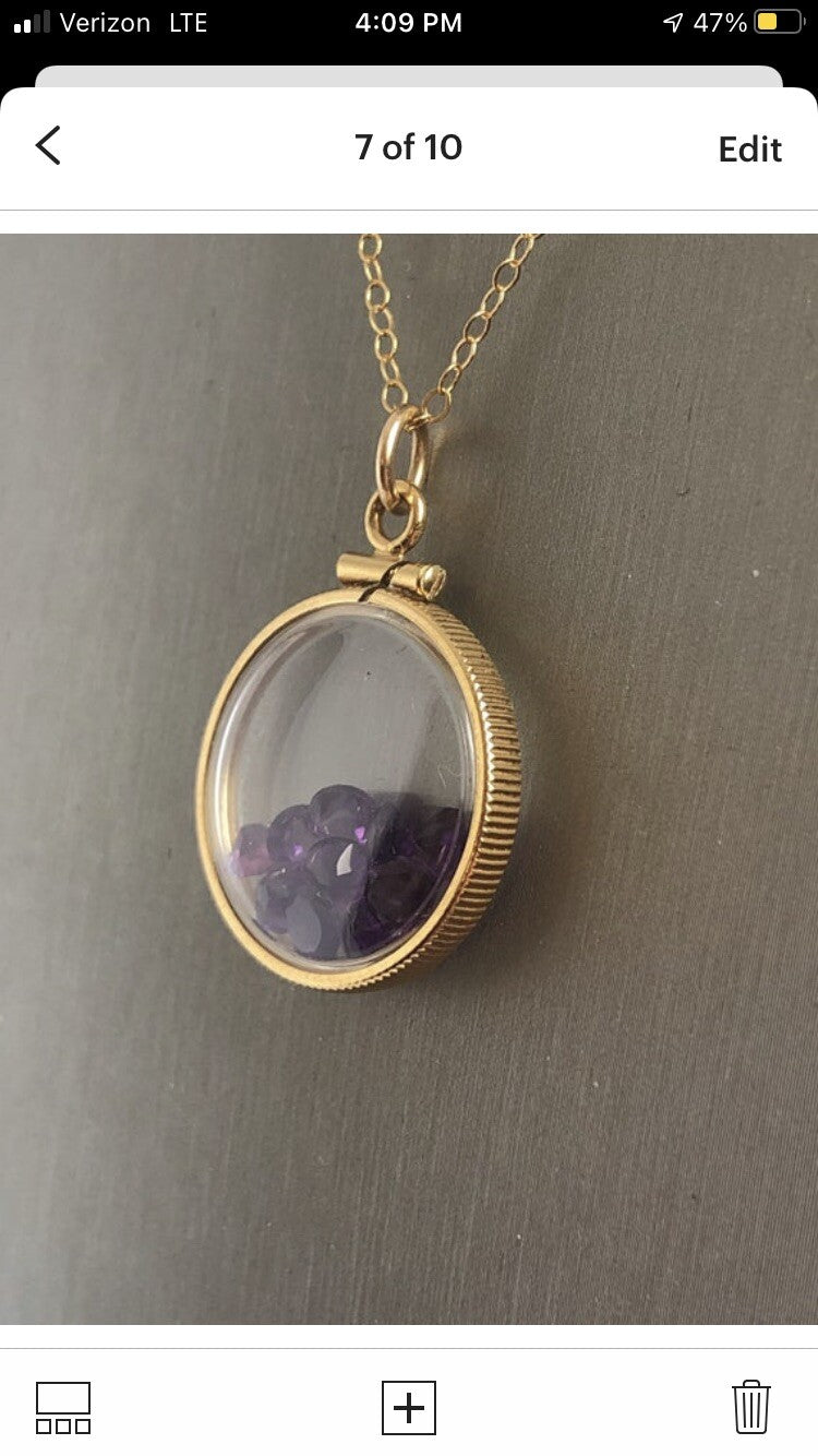 14k gold filled shaker locket with 2.90 Carats TW of genuine amethyst