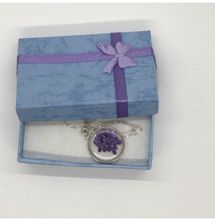 20 mm Sterling Silver Shaker locket with 2.4 TCW genuine Amethyst Gems, Feb