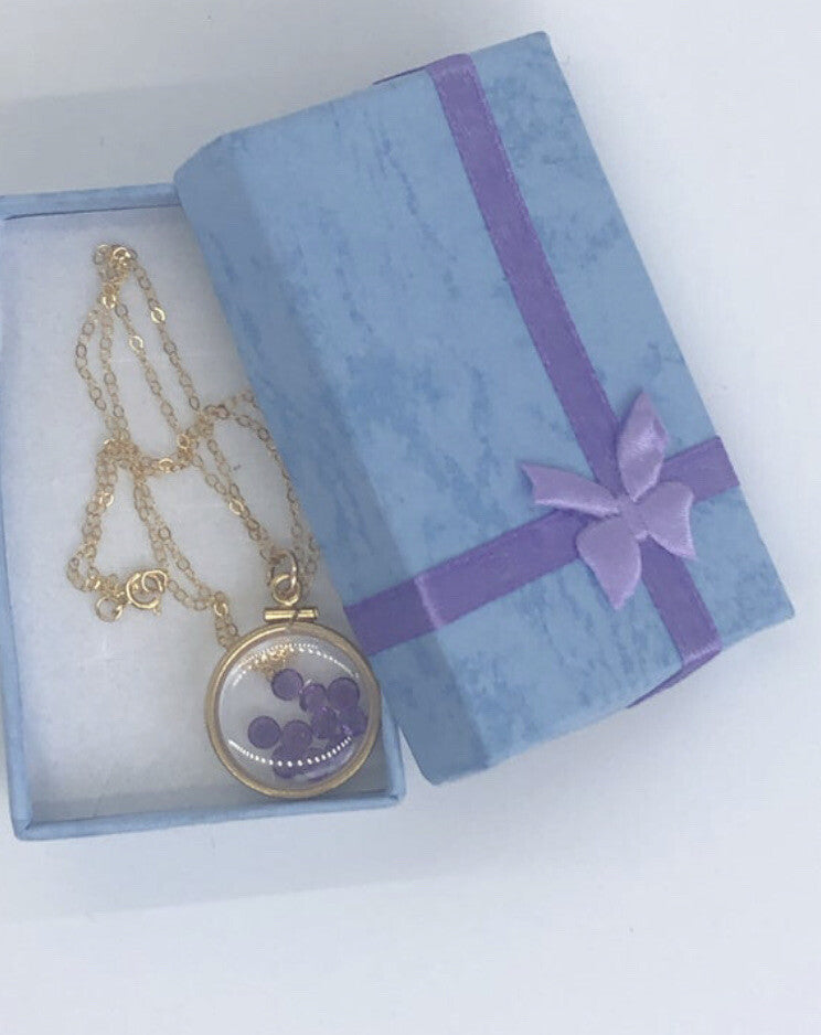 14k gold filled shaker locket with 2.90 Carats TW of genuine amethyst