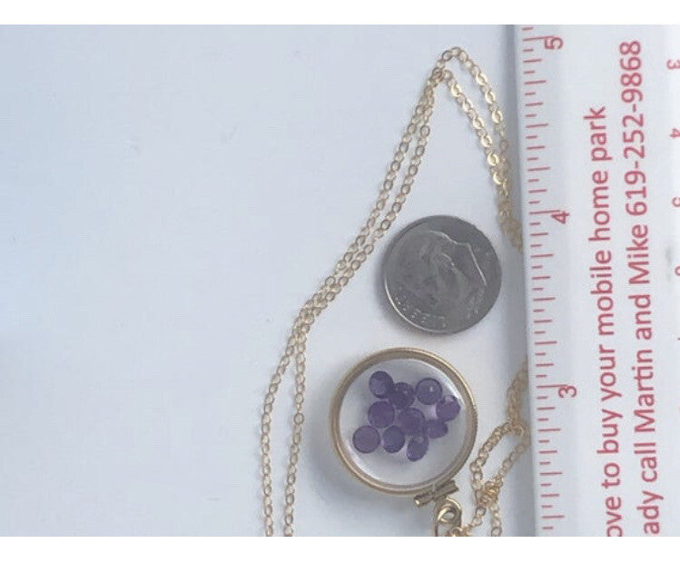 14k gold filled shaker locket with 2.90 Carats TW of genuine amethyst