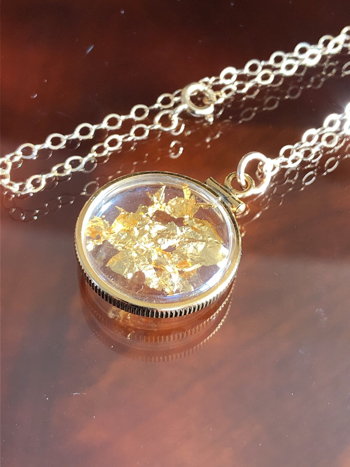 Vintage 12k gold filled locket with 23k gold inside hand made necklace