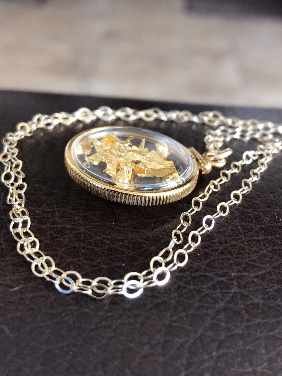 Vintage 12k gold filled locket with 23k gold inside hand made necklace
