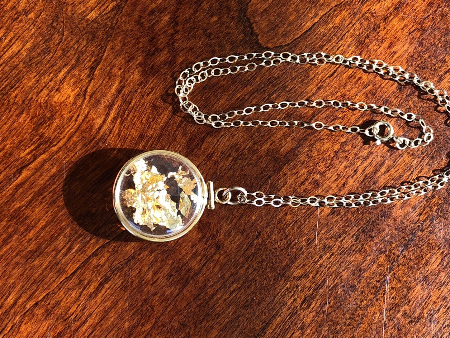 Vintage 12k gold filled locket with 23k gold inside hand made necklace