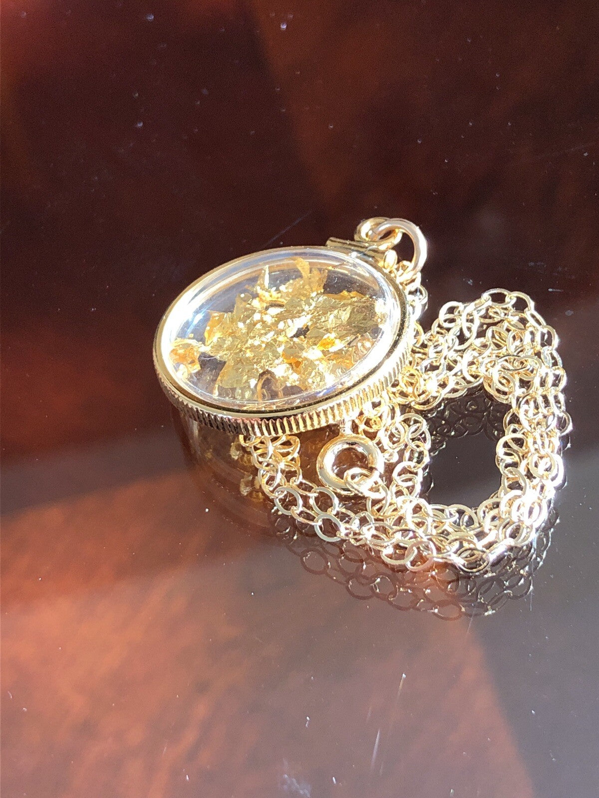 Vintage 12k gold filled locket with 23k gold inside hand made necklace