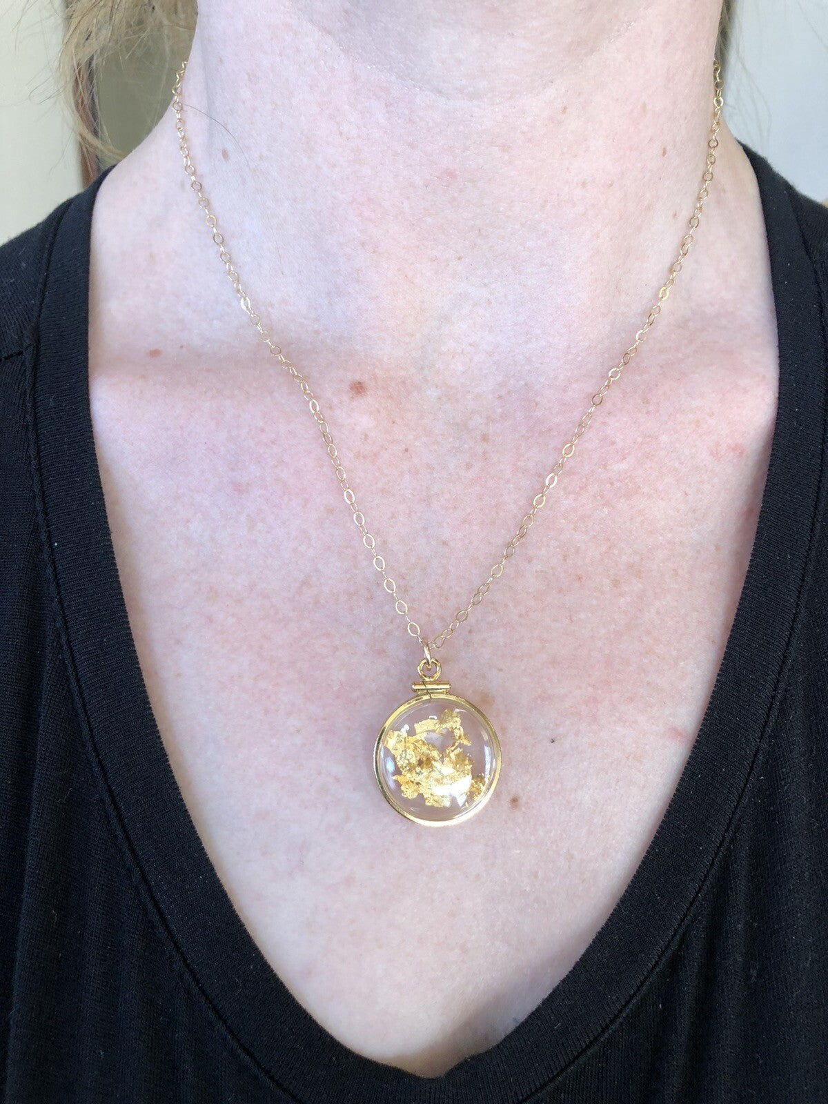 Vintage 12k gold filled locket with 23k gold inside hand made necklace