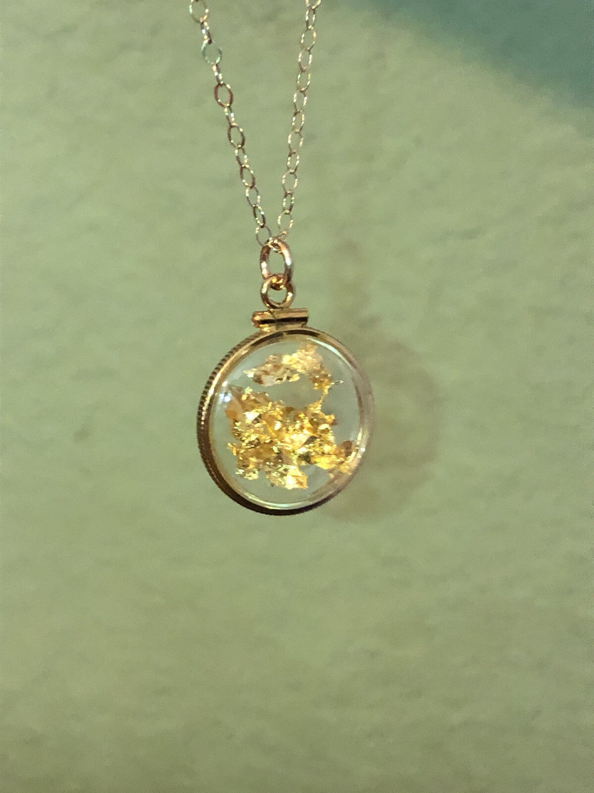 Vintage 12k gold filled locket with 23k gold inside hand made necklace