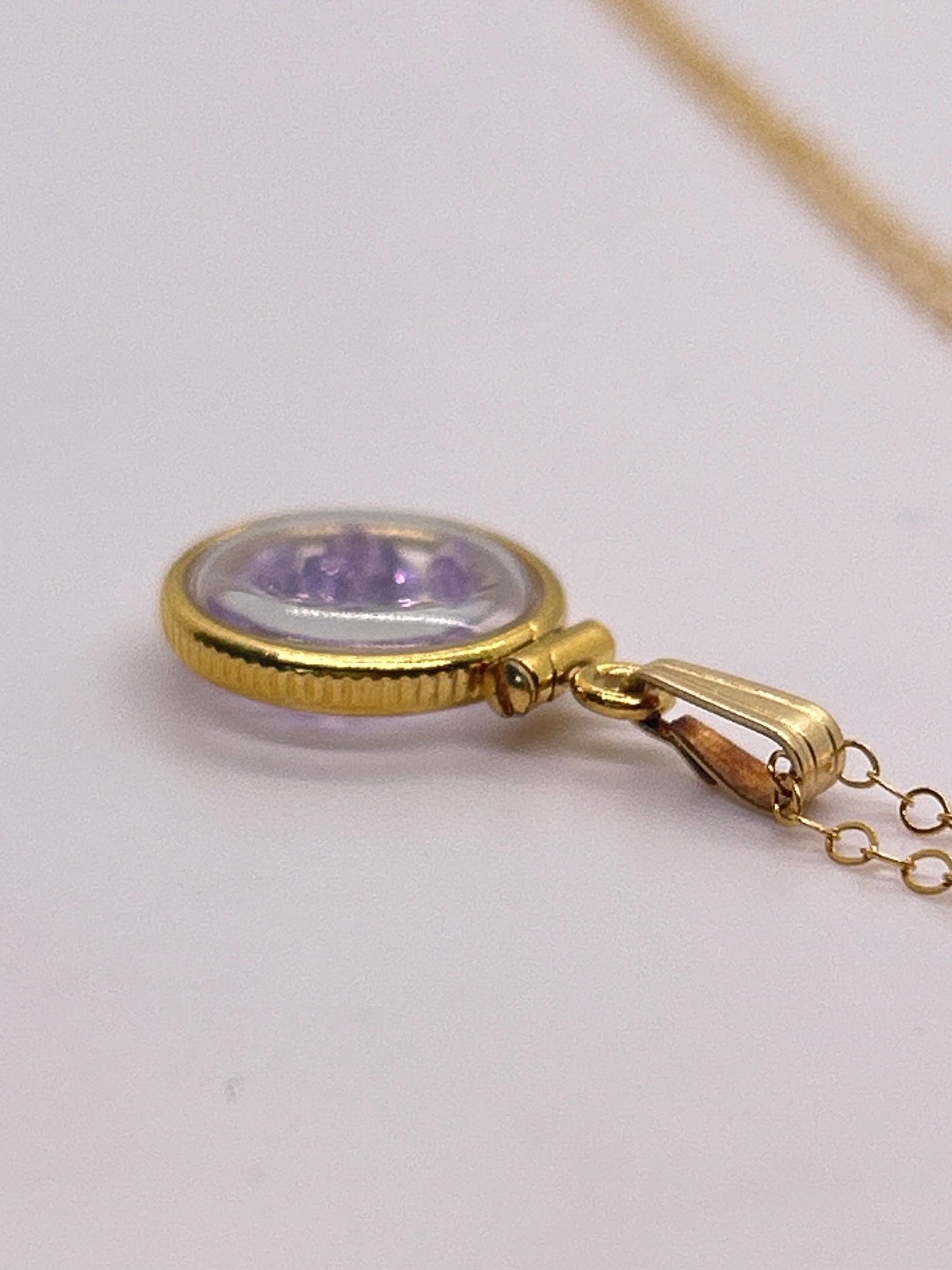 Handmade 12.5 mm 14k gold filled Genuine Gemstone Shaker Locket, 0.75 cttw. Amethyst, February Birthstone