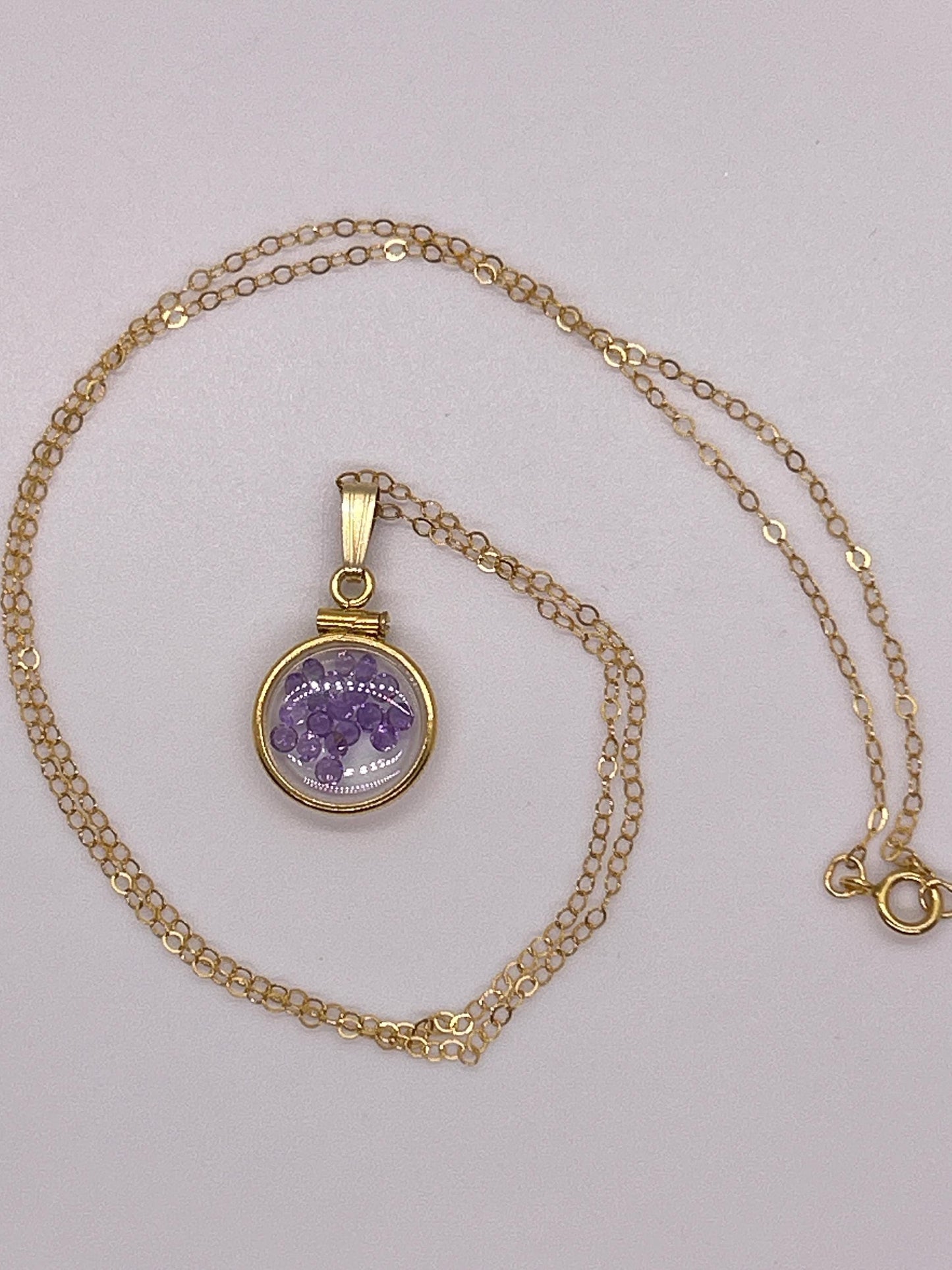 Handmade 12.5 mm 14k gold filled Genuine Gemstone Shaker Locket, 0.75 cttw. Amethyst, February Birthstone