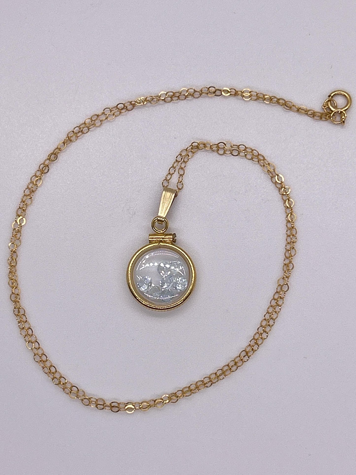 Handmade 12.5 mm 14k gold filled Gemstone Shaker Locket, 0.75 cttw. Sky Blue Topaz, Birthstone December