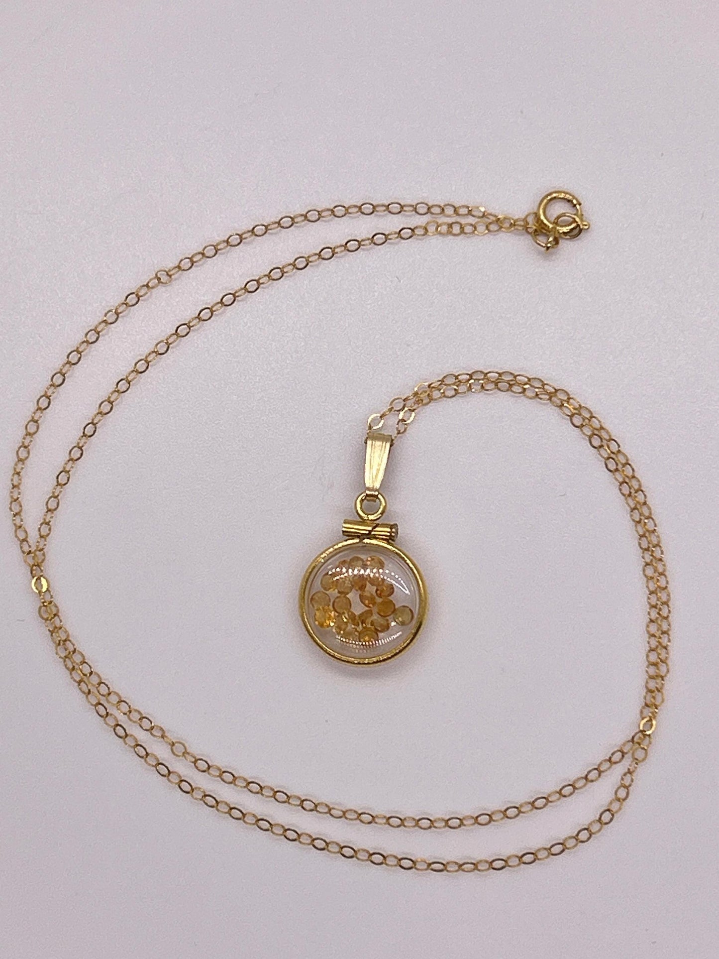 Handmade 12.5 mm 14k gold filled Genuine Gemstone Shaker Locket, 0.75 cttw. Citrine, November Birthstone