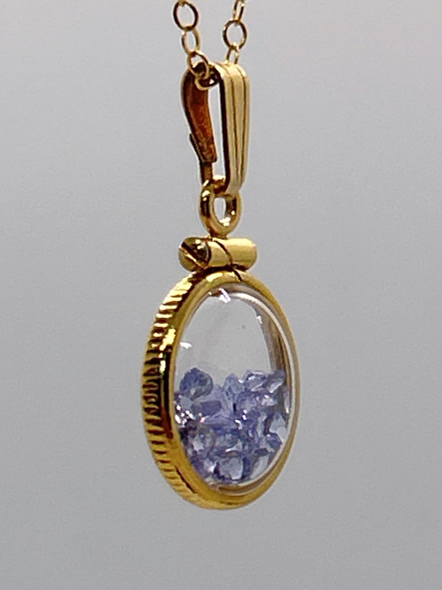 Handmade 12.5 mm 14k gold filled Gemstone Shaker Locket, 0.75 cttw. Tanzenite, Birthstone December