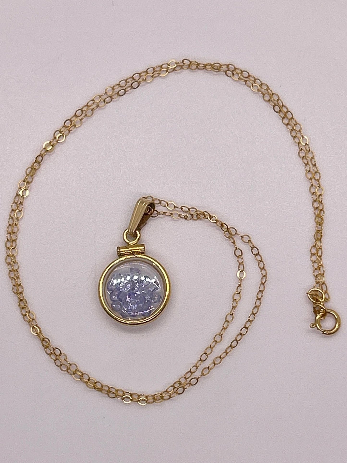 Handmade 12.5 mm 14k gold filled Gemstone Shaker Locket, 0.75 cttw. Tanzenite, Birthstone December
