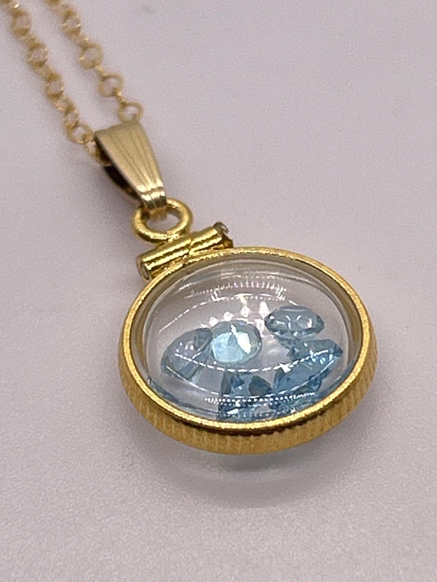 Handmade 12.5 mm 14k gold filled Gemstone Shaker Locket, 0.75 cttw. London Blue Topaz, December Birthstone