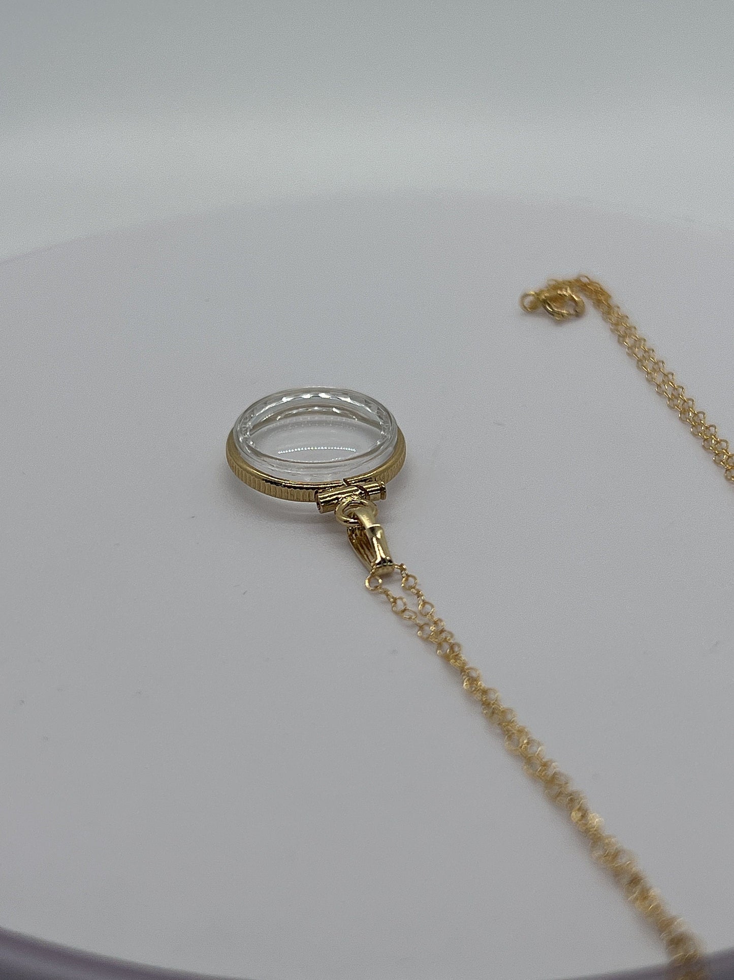 Solid 14k gold REVERSIBLE 16mm Empty Diamond Edge Handmade shaker Locket w/free SCREW DRIVER with chain, add your treasure. Custom create