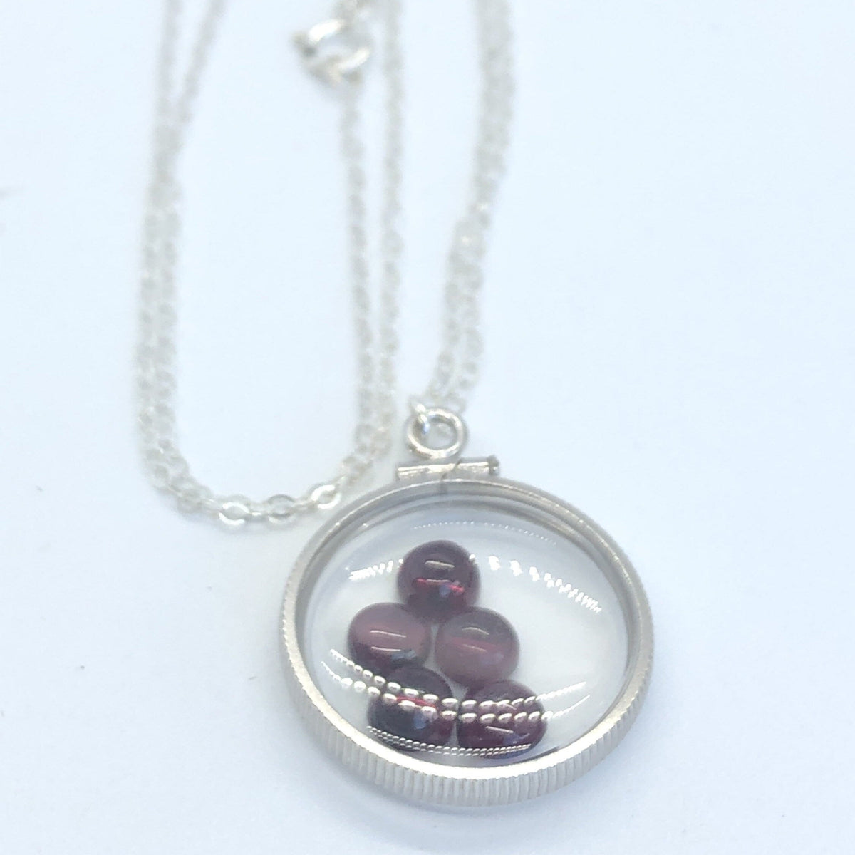 Handmade Garnet /Sterling Silver shaker locket w/ 3.98 CTW of beautiful gems, January birthstone Customize one for your Mother's Day, ask me
