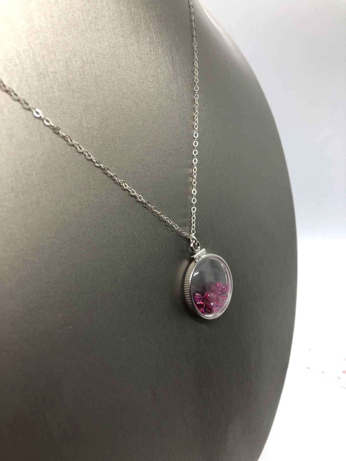 Handmade 5.6 tcw ruby + topaz shaker locket 14k gold filled/silver w/ beautiful july birthstone
