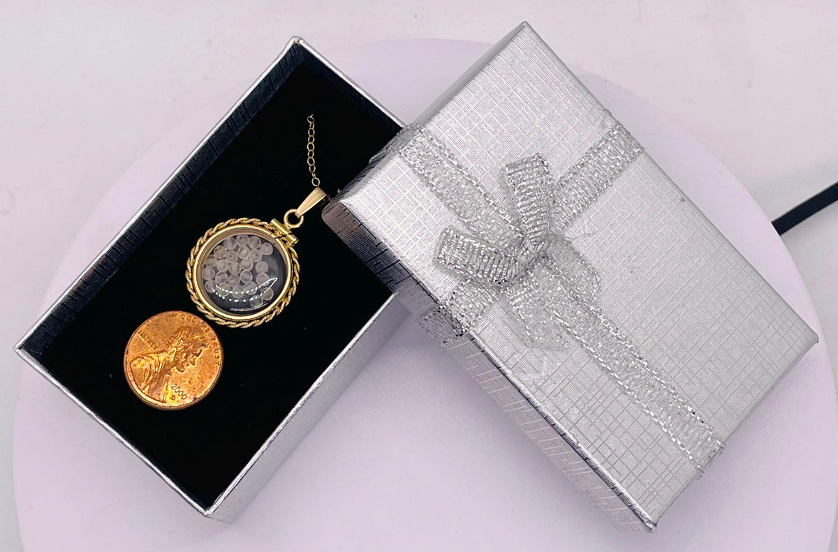 Hand made 21 mm nickel size 14k gold filled lucite genuine citrine shaker locket with rope edge and beautiful bead crystals.