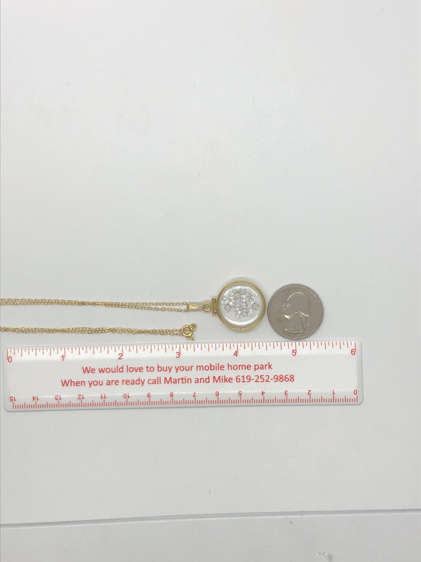 Handmade white topaz shaker locket 14k gold filled w/beautiful april birthstone, 2.7 tcw