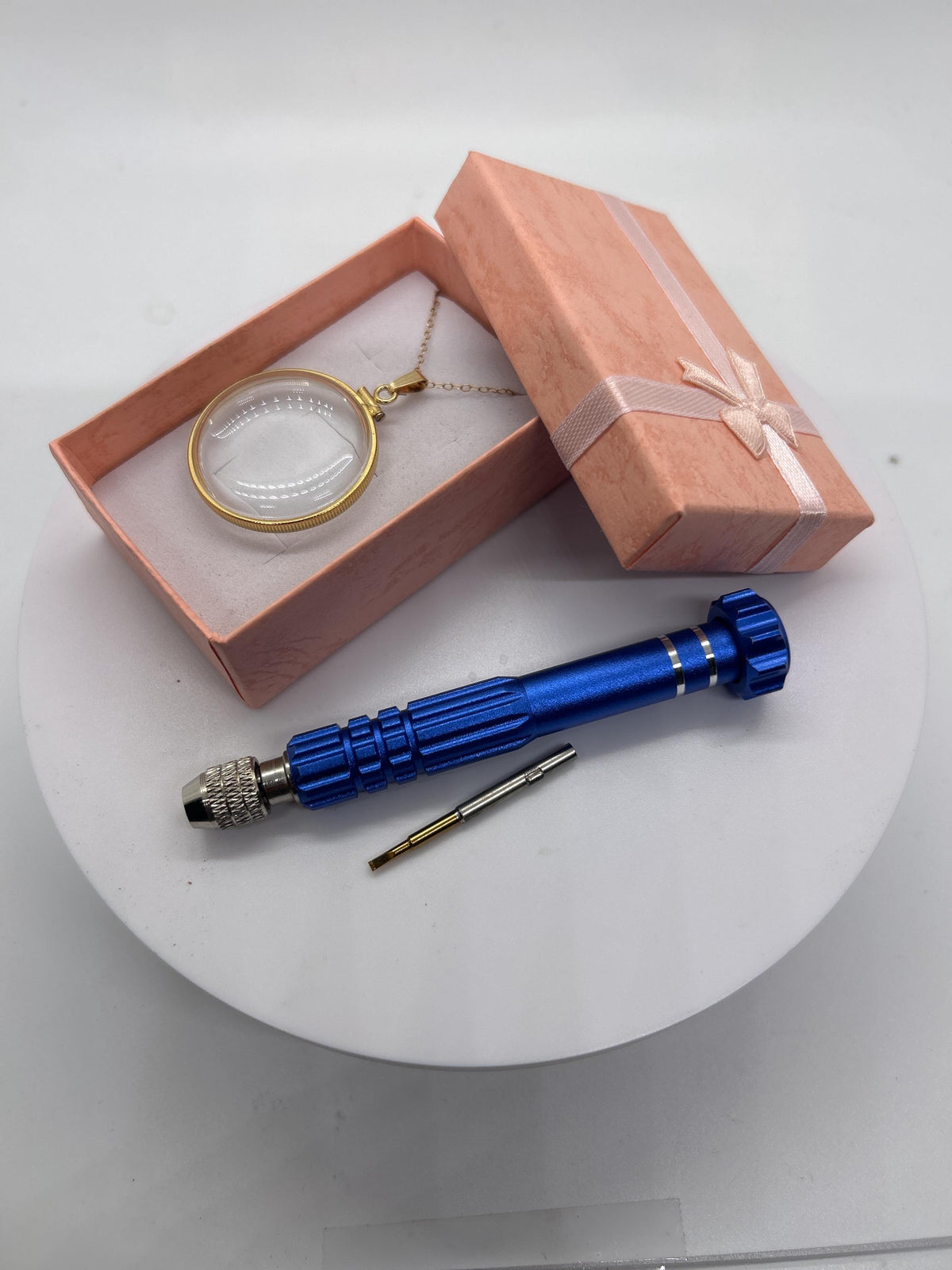 Empty customizable 30 mm handmade 14k gold filled shaker locket necklace w/ free screwdriver waiting for your little treasures