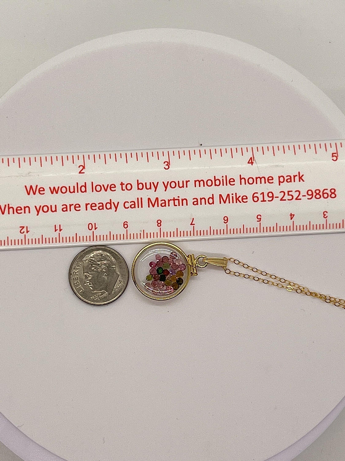 14k solid gold handmade dime size peridot shaker locket, 1.75 tcw, august birthstone.