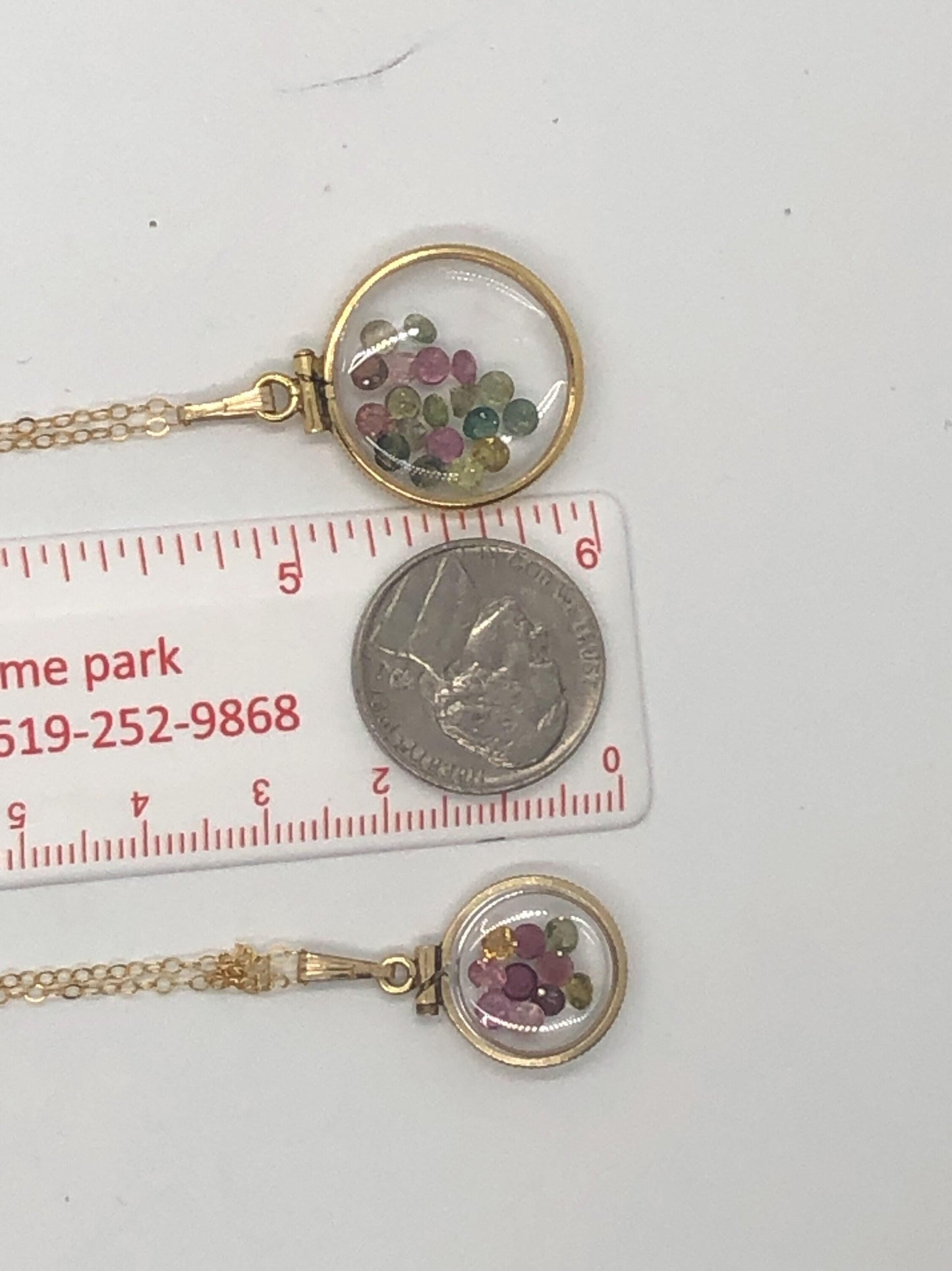 Vintage tourmaline shaker locket 12k gold filled, 50 year old new old stock, 20mm (2.1 tcw) or 15 mm ( 1.1 tcw) october birthstone