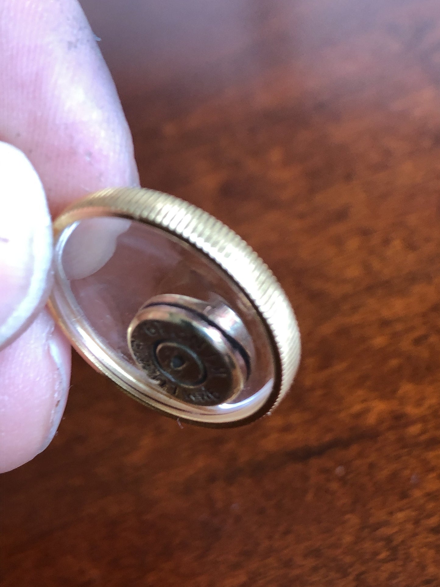 9mm bullet necklace, back to back view locket, 14k gold filled locket-new
