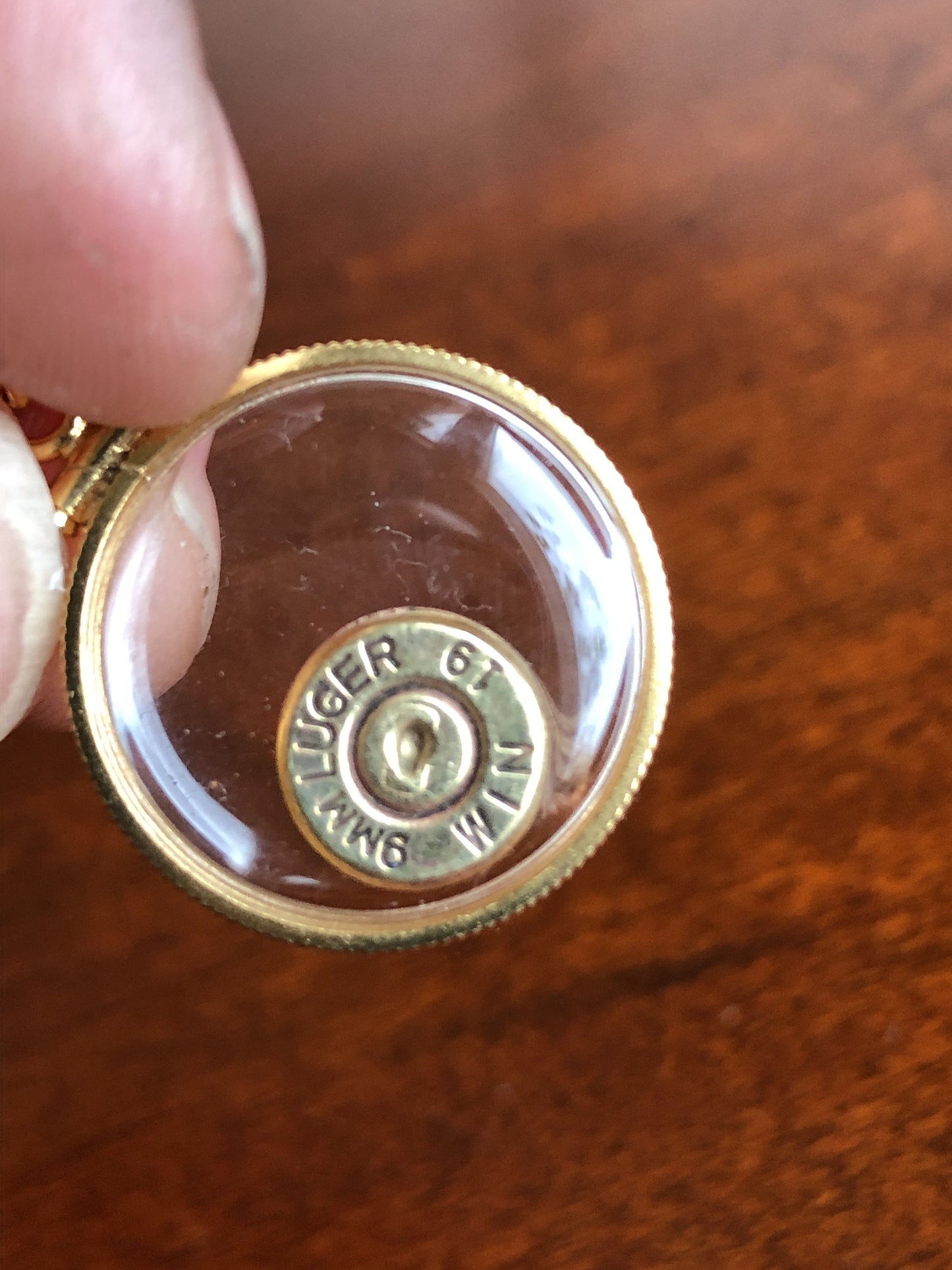 9mm bullet necklace, back to back view locket, 14k gold filled locket-new