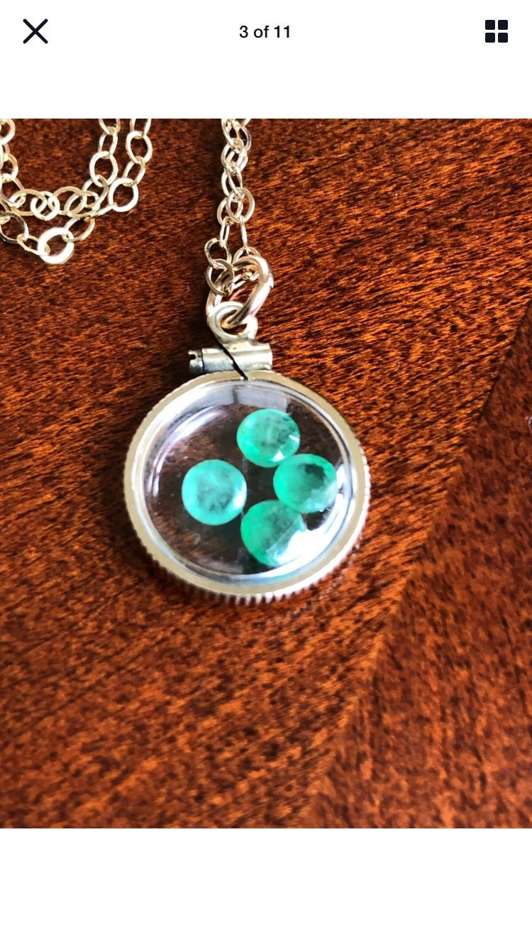Vintage Emerald Shaker Locket, 12k gold filled, genuine Natural stones NEW OLD stock 50 years old. Make a locket for your MOM