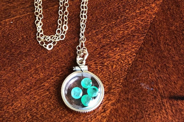 Vintage Emerald Shaker Locket, 12k gold filled, genuine Natural stones NEW OLD stock 50 years old. Make a locket for your MOM