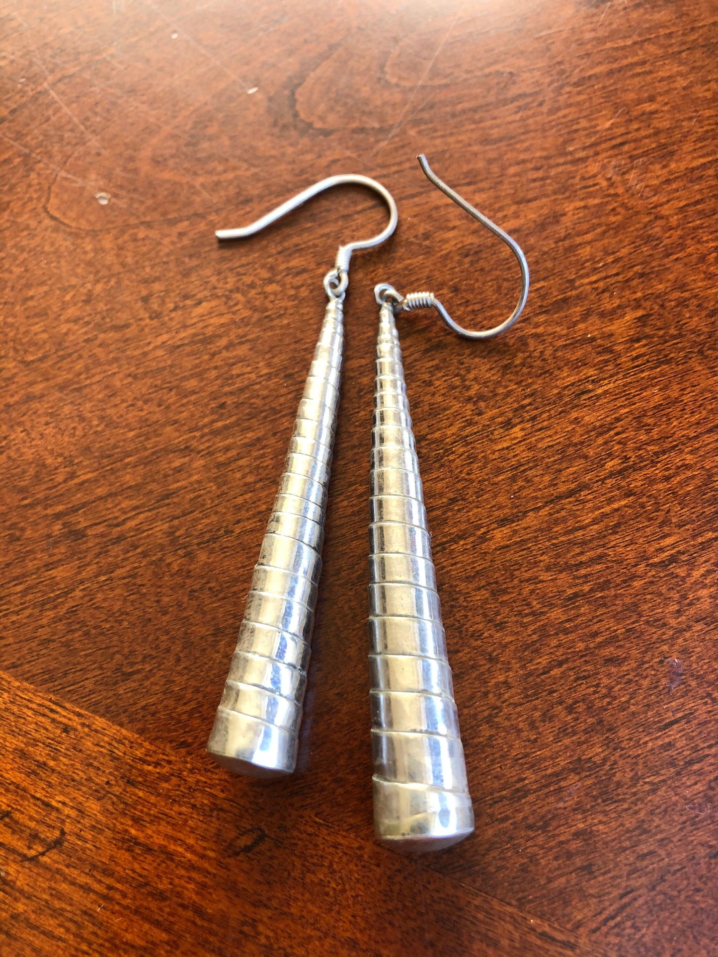 Hand made Indonesian Large Vintage Sterling Silver new old stock Dangle Earrings Unicorns Horns