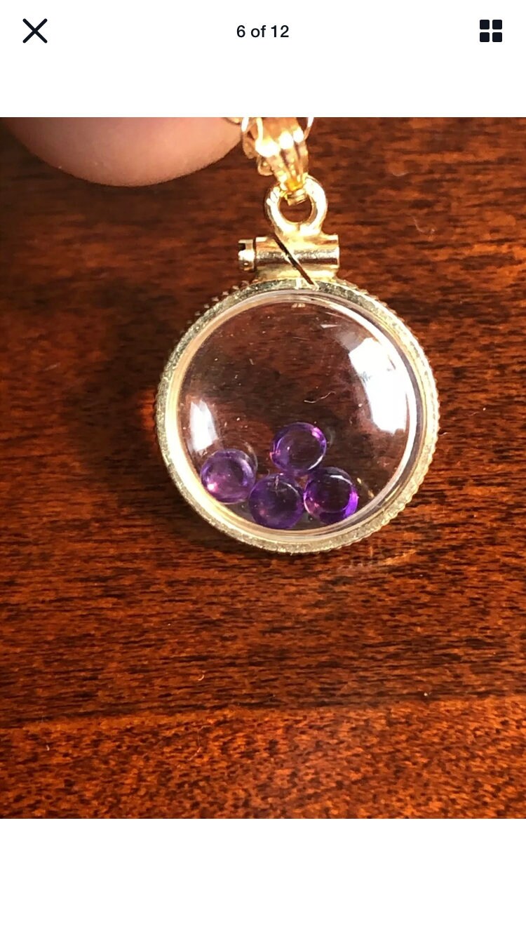 Vintage Amethyst Shaker locket gold filled with beautiful loose gemstone cabochons, Hand made NEW OLD STOCK