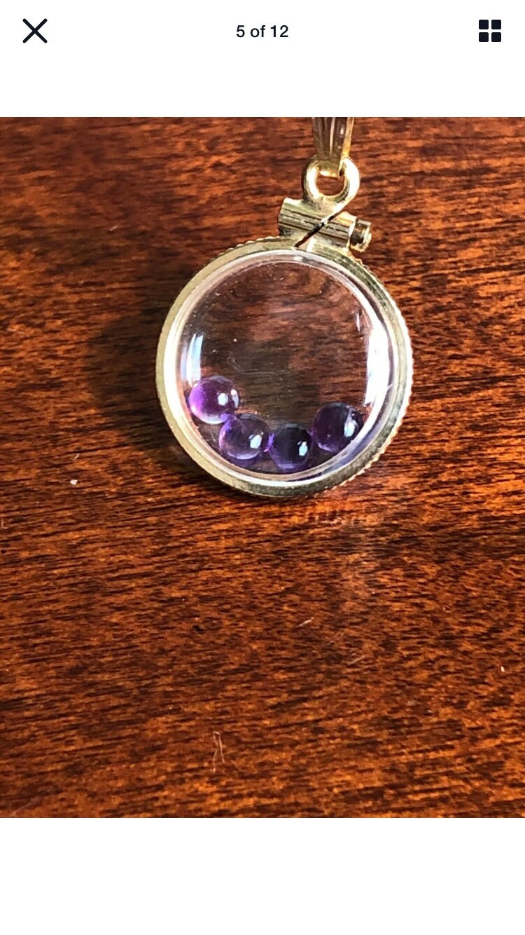 Vintage Amethyst Shaker locket gold filled with beautiful loose gemstone cabochons, Hand made NEW OLD STOCK