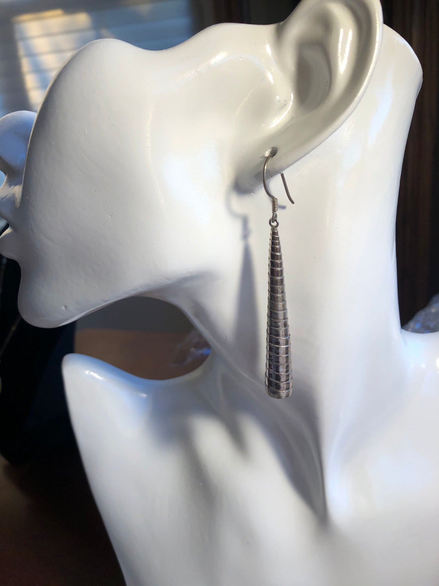 Hand made Indonesian Large Vintage Sterling Silver new old stock Dangle Earrings Unicorns Horns