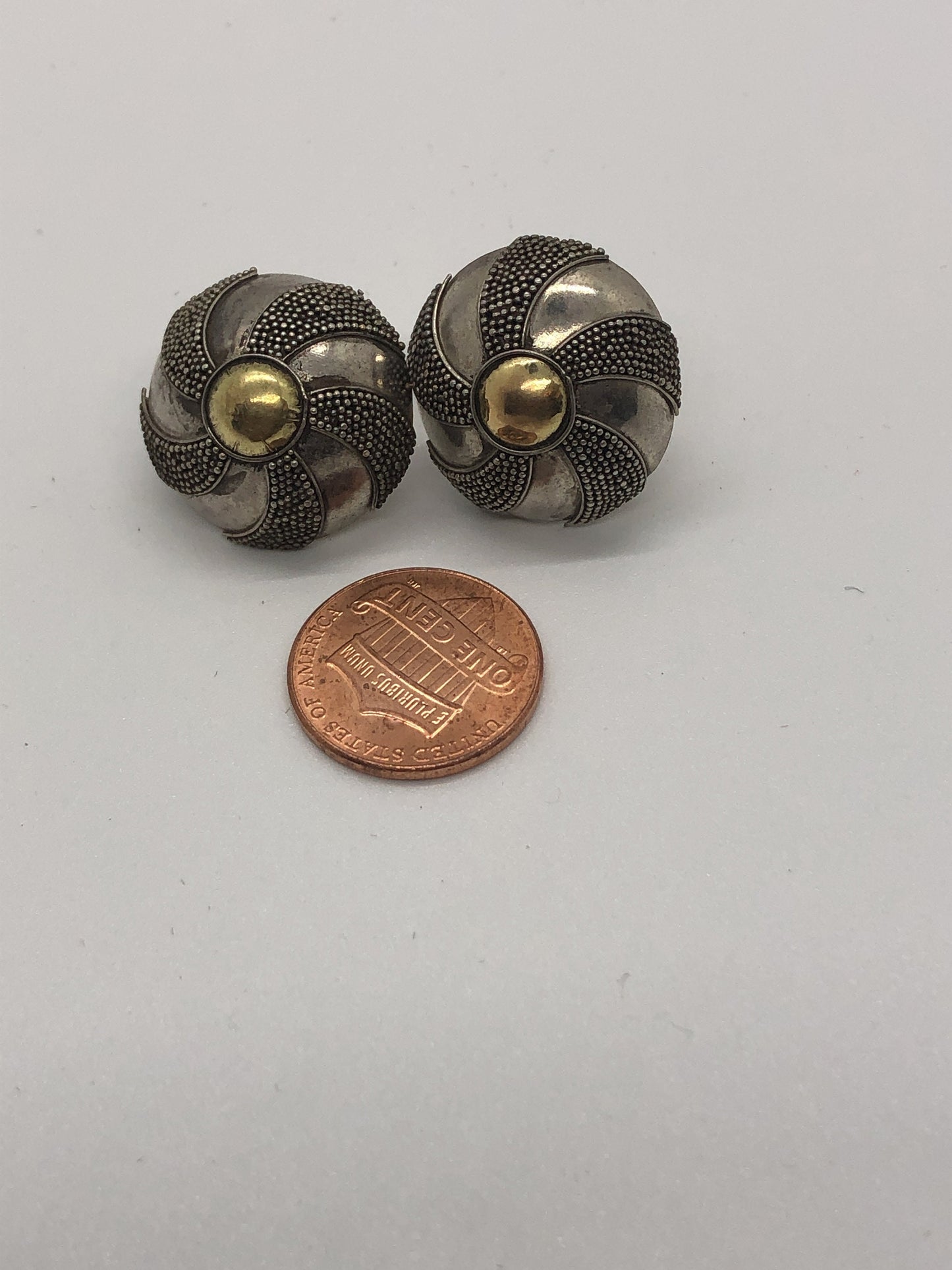 Vintage Handmade Sterling Silver and Gold Wash Earrings Indonesia, Vintage old stock, Beautiful